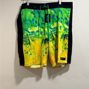 Soul of Adventure‎ Men's Dynamic Green and Yellow Swim Board Shorts Size 40 NWT